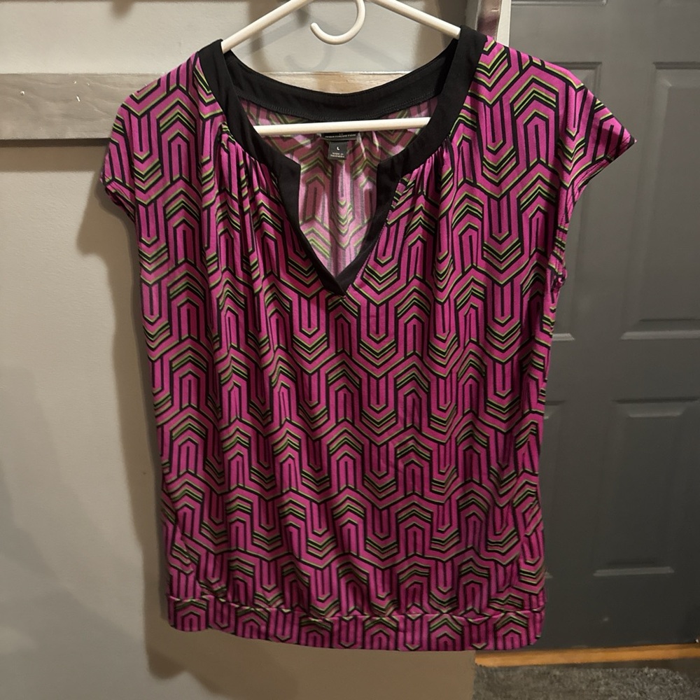 Worthington Pink and Black Patterned Blouse